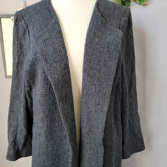 Eileen Fisher Shale Tencel Stretch Jacquard Jacket Charcoal Gray L - Picture 4 of 13